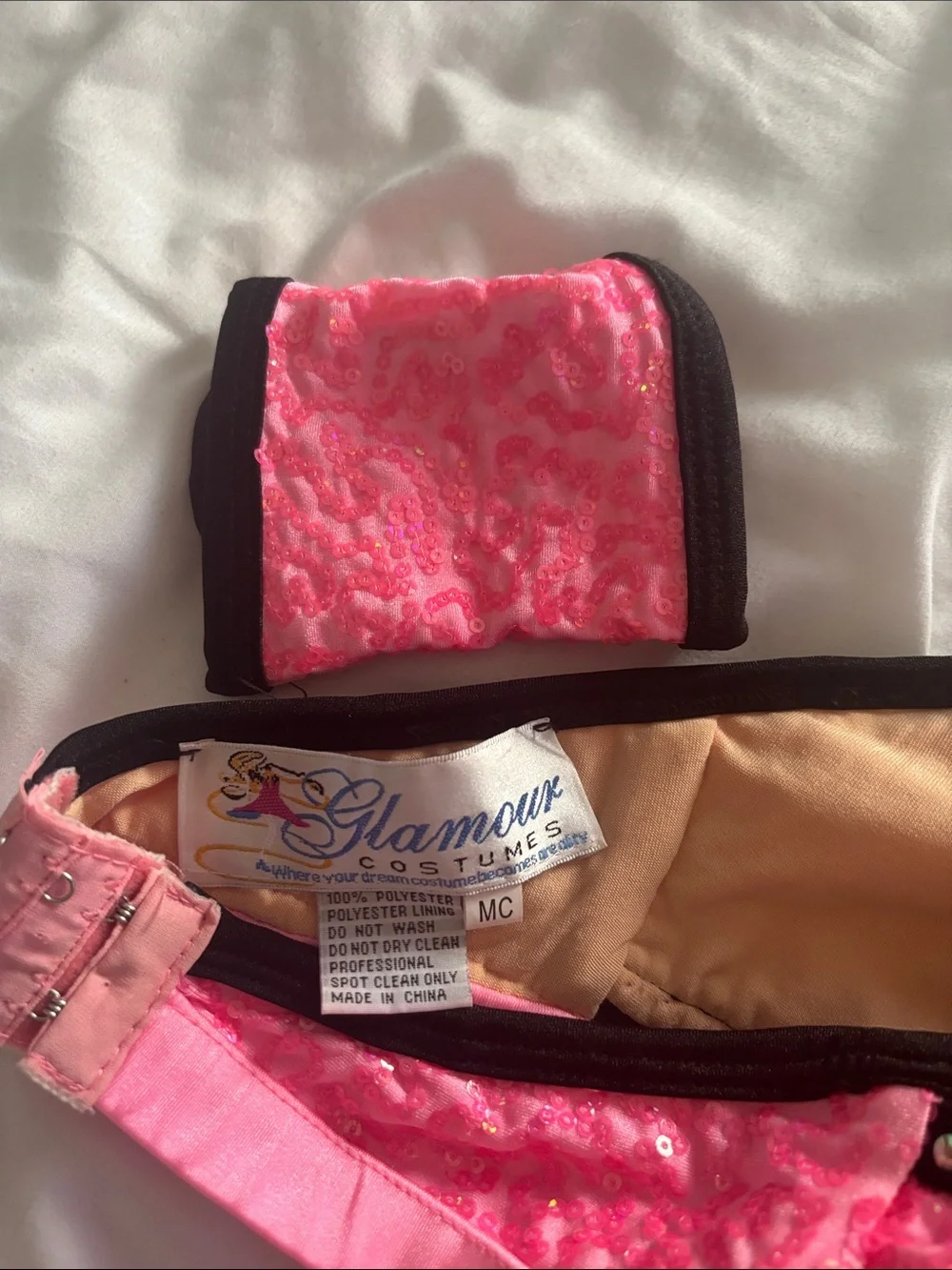 Glamour Hot Pink Sequin Two-Piece Dance Set with Rhinestones